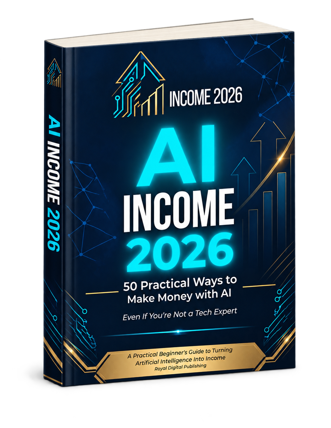 AI Income 2026 premium 3D book mockup