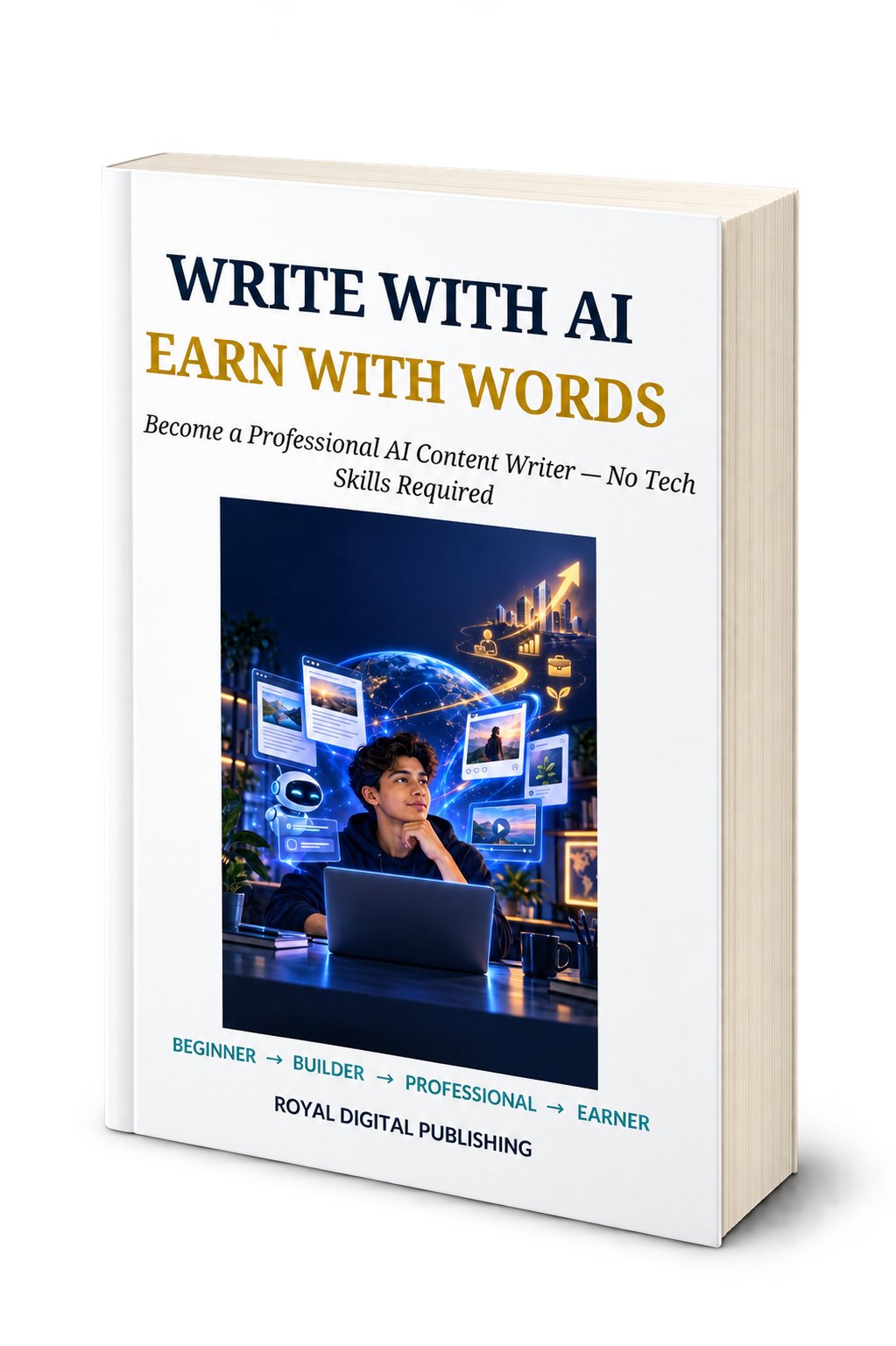 Write With AI, Earn With Words 3D book mockup